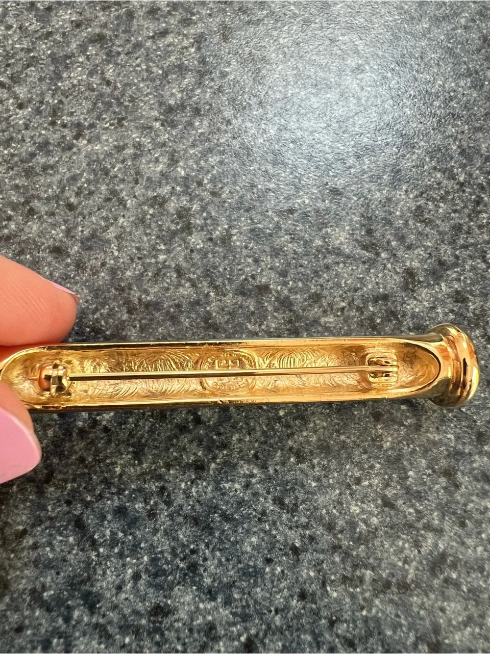 Givenchy Gold Engraved Bar Brooch